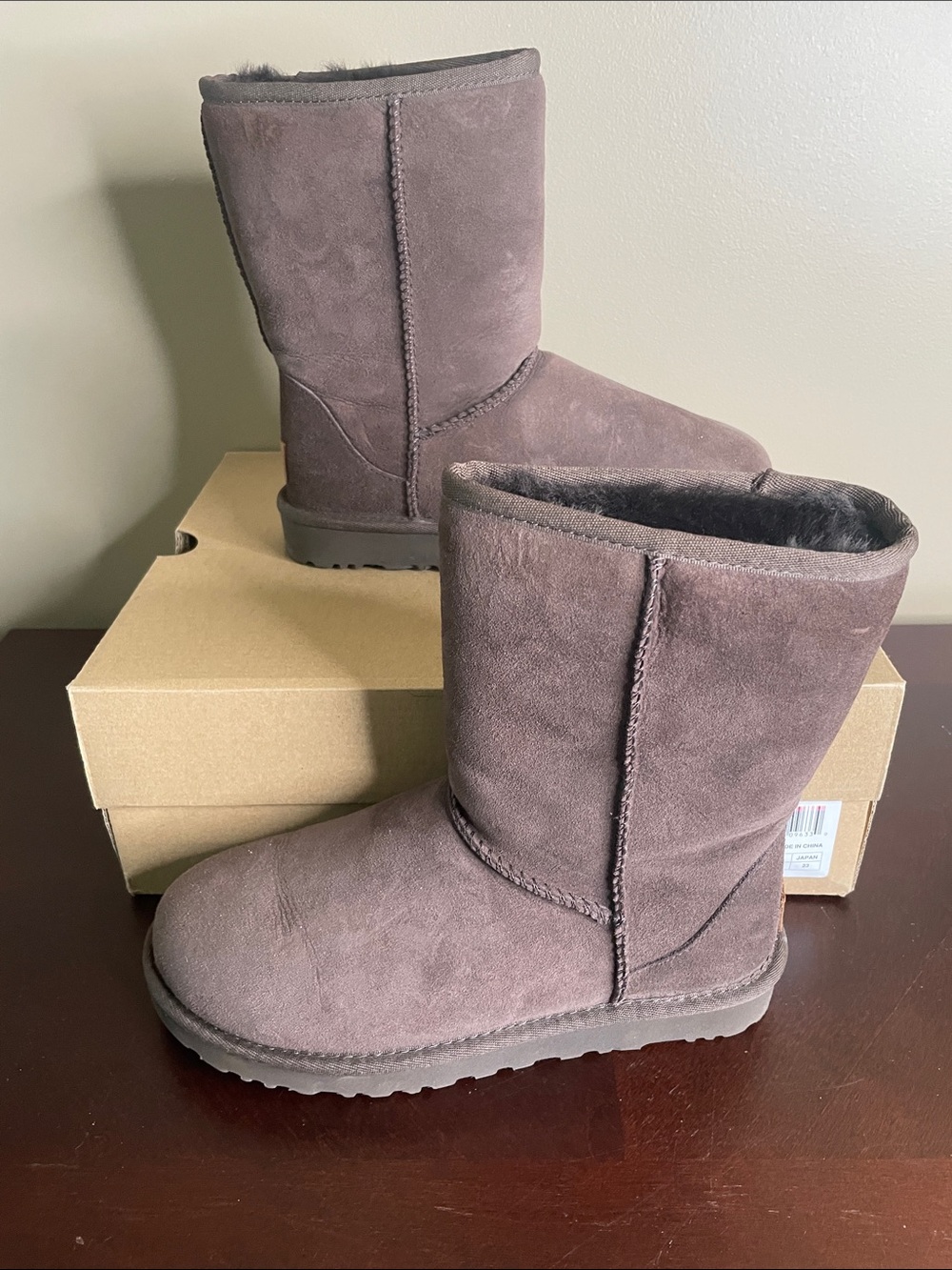 UGG Classic Short Boots in Dark Brown Suede